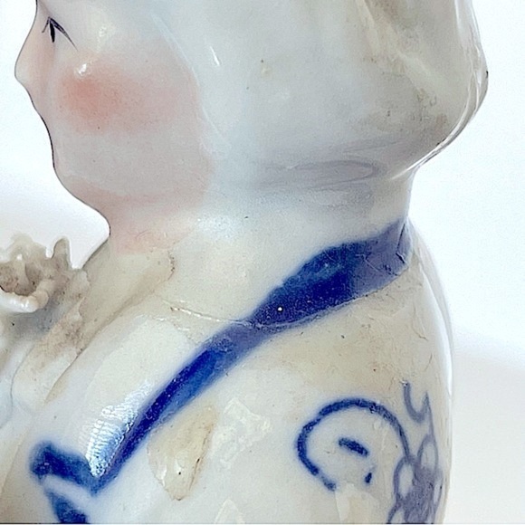 Porcelain Figures Colonial Victorian Men Blue White Gold Hand Painted Vintage - Picture 12 of 15